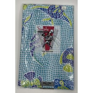 New NIP Simply Gourmet Vinyl Table Cloth 52x70 Oblong 65199 Fish Pond Theme